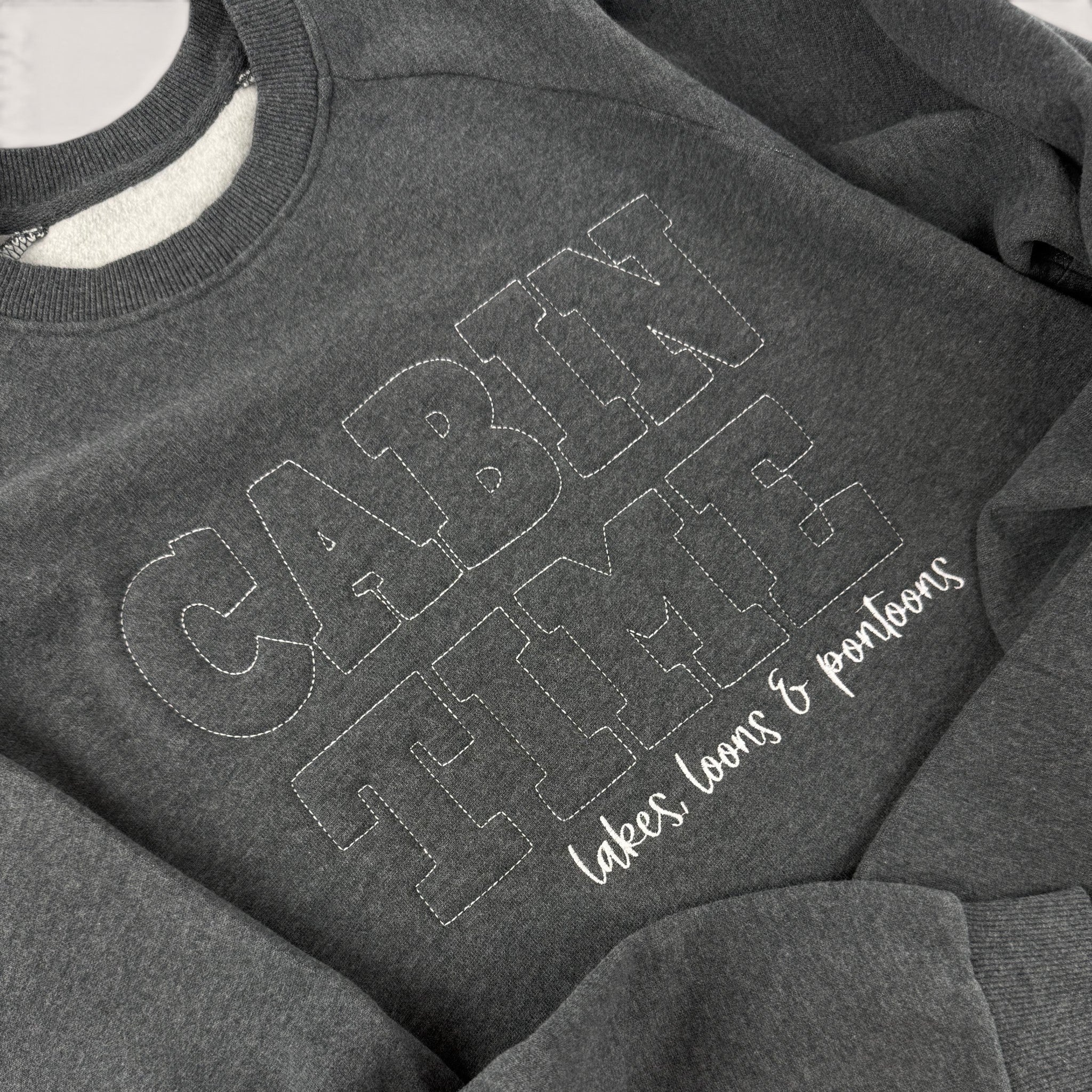 Cabin Time Embossed Crewneck