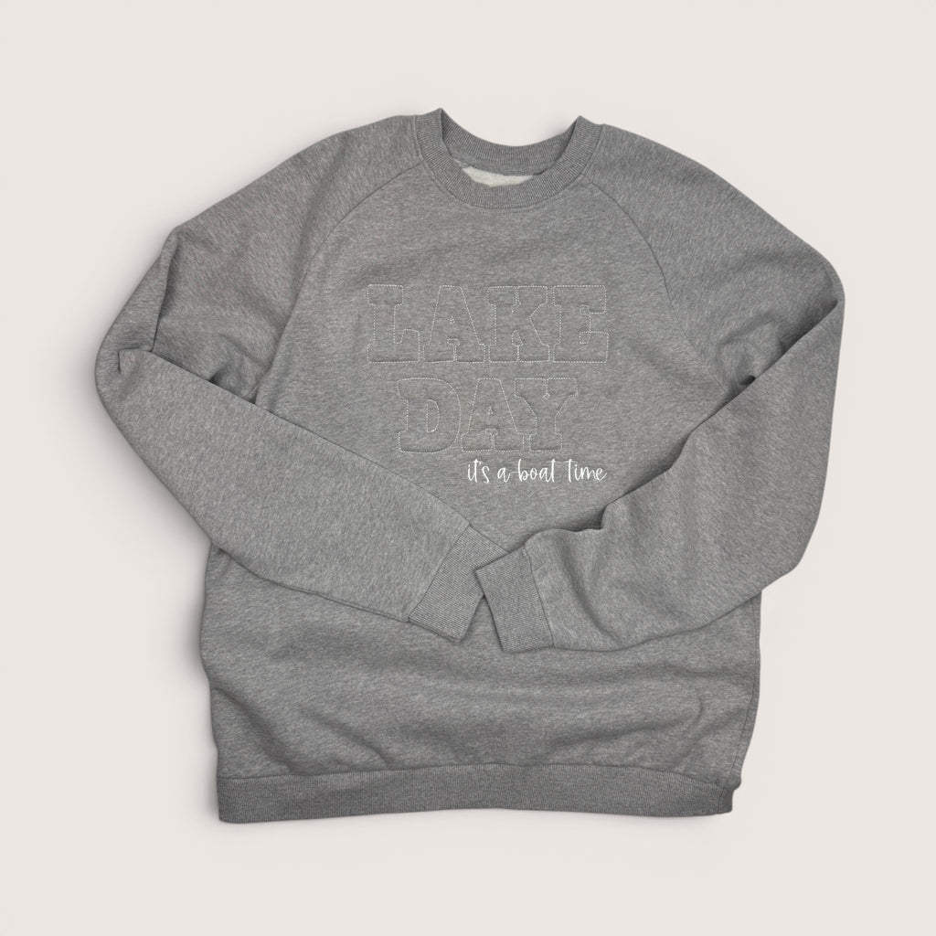 Lake Day Embossed Crewneck