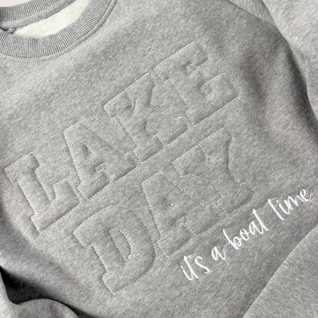 Lake Day Embossed Crewneck